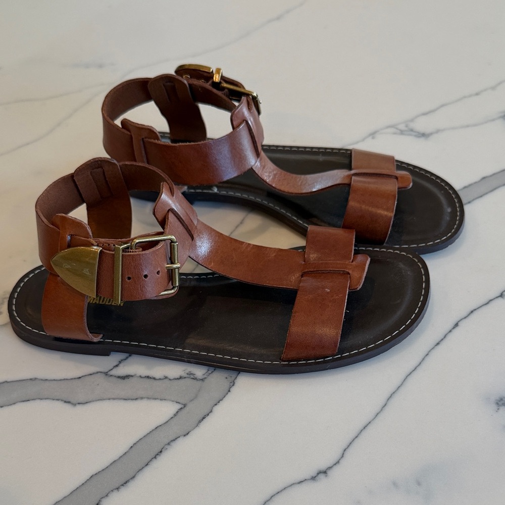 Steve Madden Brown Leather Buckle Sandals